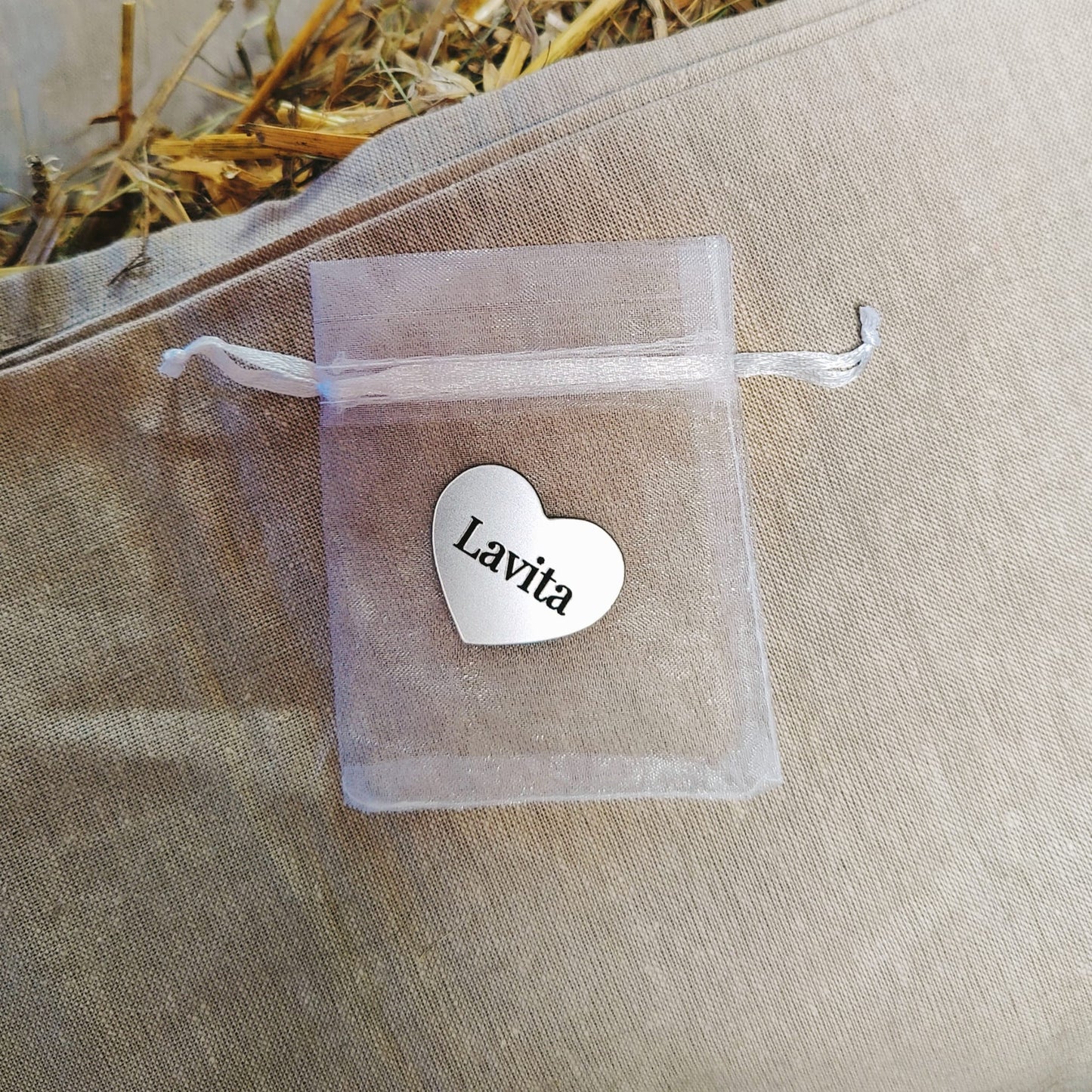 Selbstklebendes Herzschild in Silber